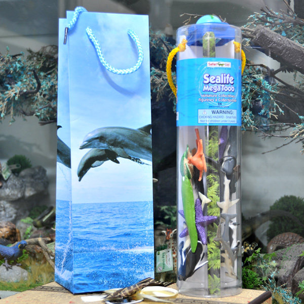双胞胎礼物美国Safari正品海洋生物桶装玩偶幼儿园玩具海星 鳗鱼