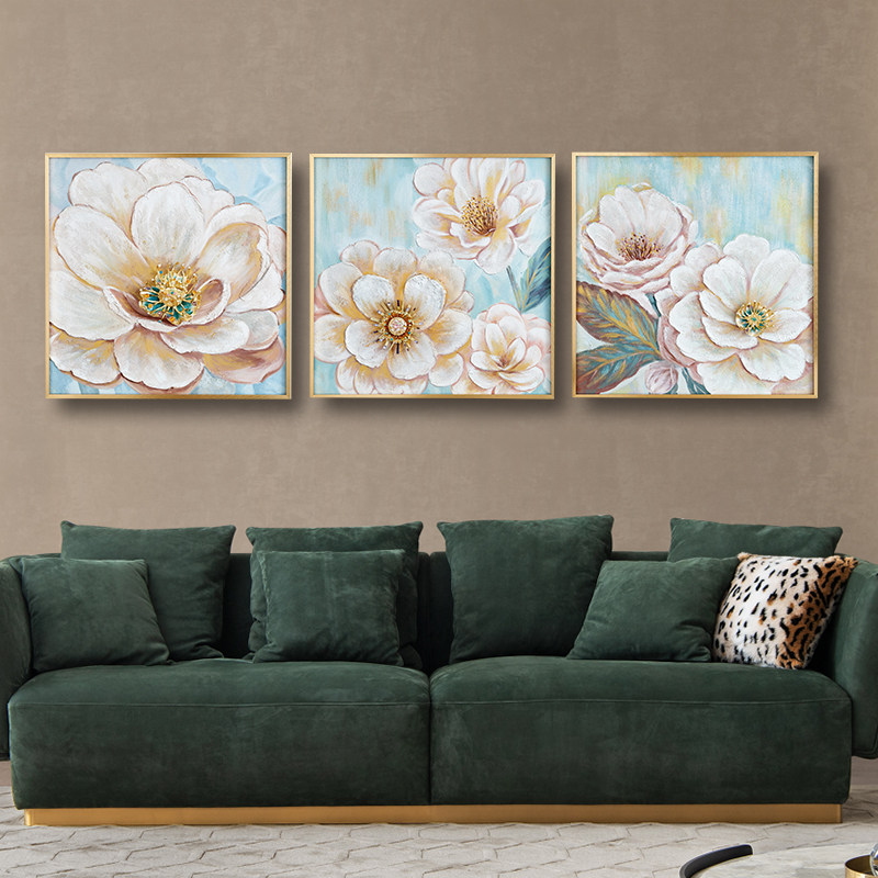 圣朗伦现代轻奢装饰画客厅沙发背景墙挂画《物语芳华》三联副画