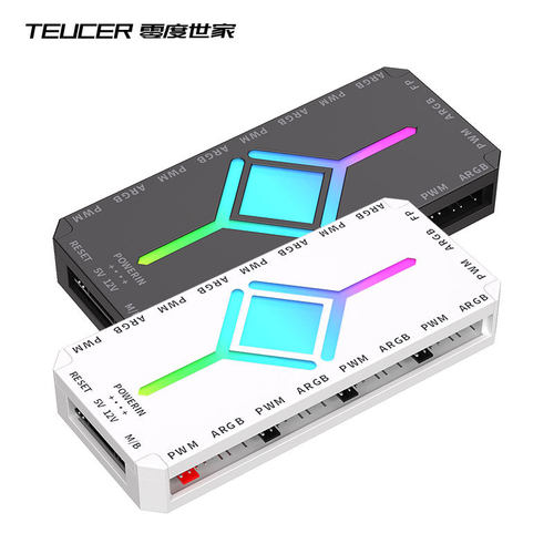 TEUCER ARGB控制器5V3针PWM4针温控二合一无线控集线器