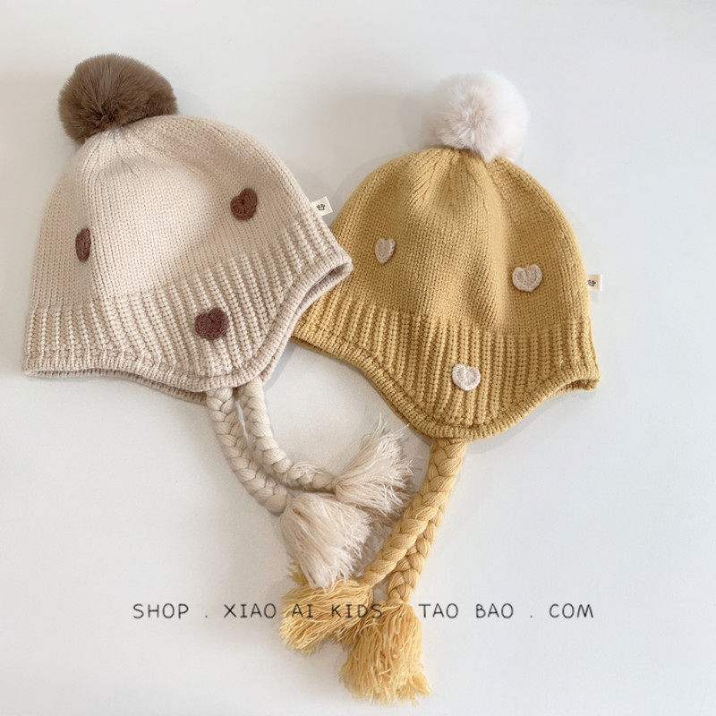婴儿帽子秋冬季男女儿童宝宝辫子毛线帽毛球春秋款护耳套头针织帽,童装/婴儿装/亲子装,帽子,淘宝优惠券,粉丝福利购,淘宝优惠卷