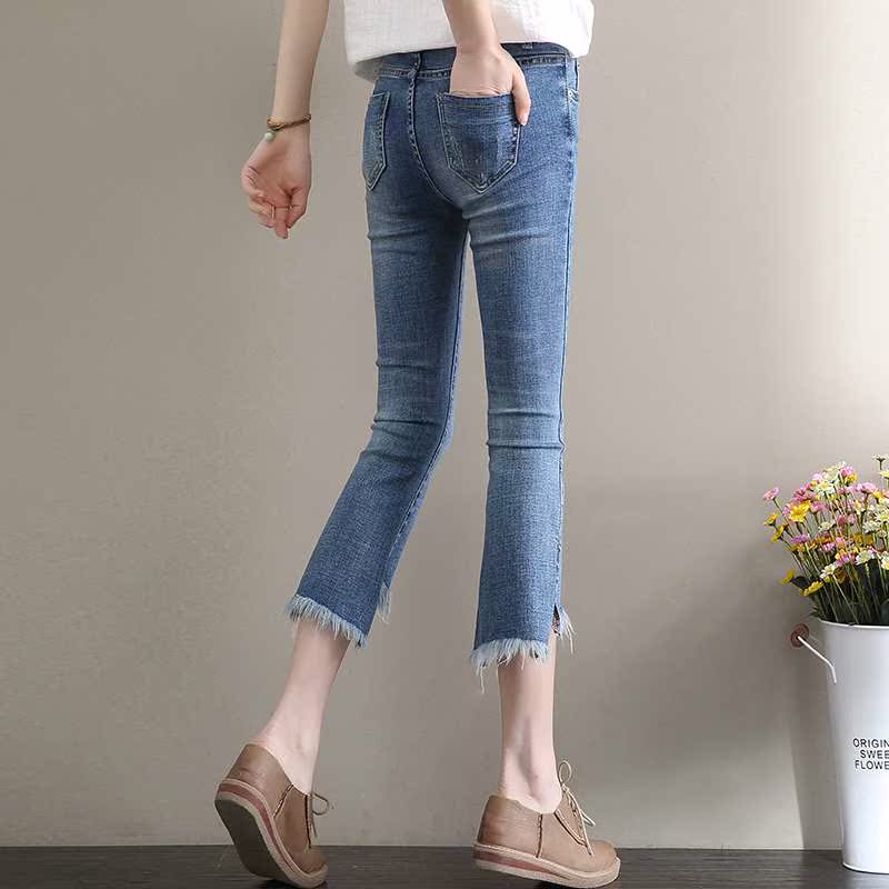 七分喇叭高腰牛仔裤女冬小个子韩版女装7牛子裤子八分8短裤不加绒|ruв категории Женская одежда, джинсы - от Buy2taobao.com для оказания профессиональной услуги покупки агента Taobao