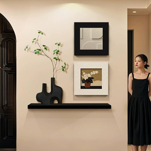 中古风入户正对门玄关装饰画新款走廊过道壁画高级感客厅复古挂画