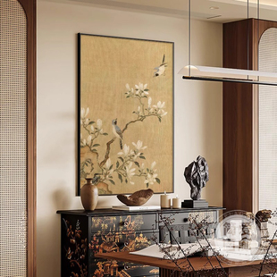 花鸟图案客厅新中式装饰画禅意餐厅画玄关壁画中古风宋代美学挂画