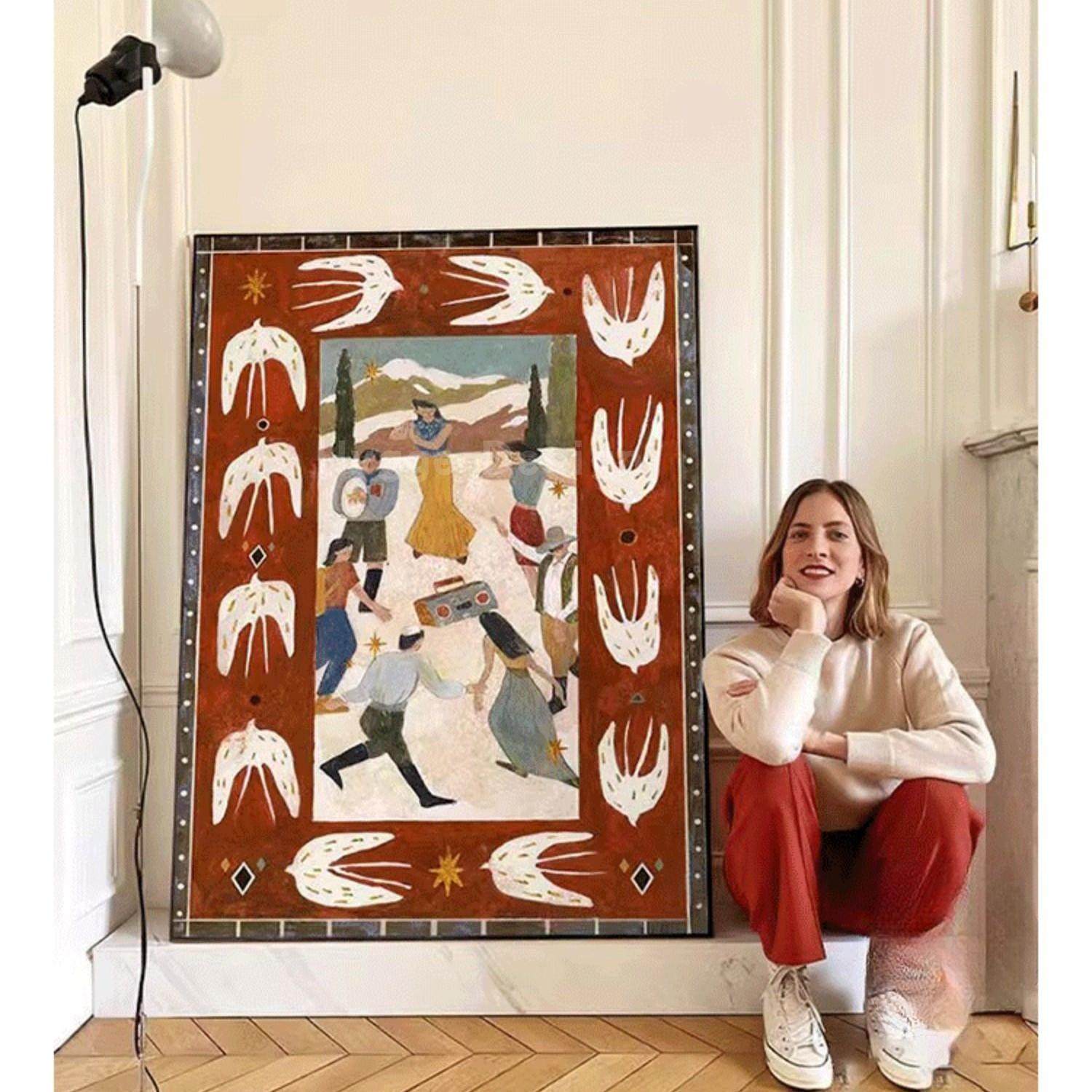 法式复古风文艺客厅装饰画中古风卧室墙画大幅高级工艺画艺术挂画,家居饰品,现代装饰画,淘宝优惠券,粉丝福利购,淘宝优惠卷