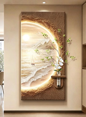 带灯海浪走廊尽头过道挂画高级感
