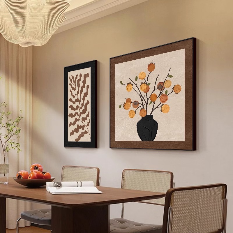 2024新款新中式餐厅壁画寓意大气