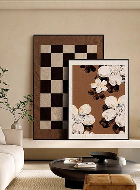 中古风客厅画电视背景墙挂画摆画