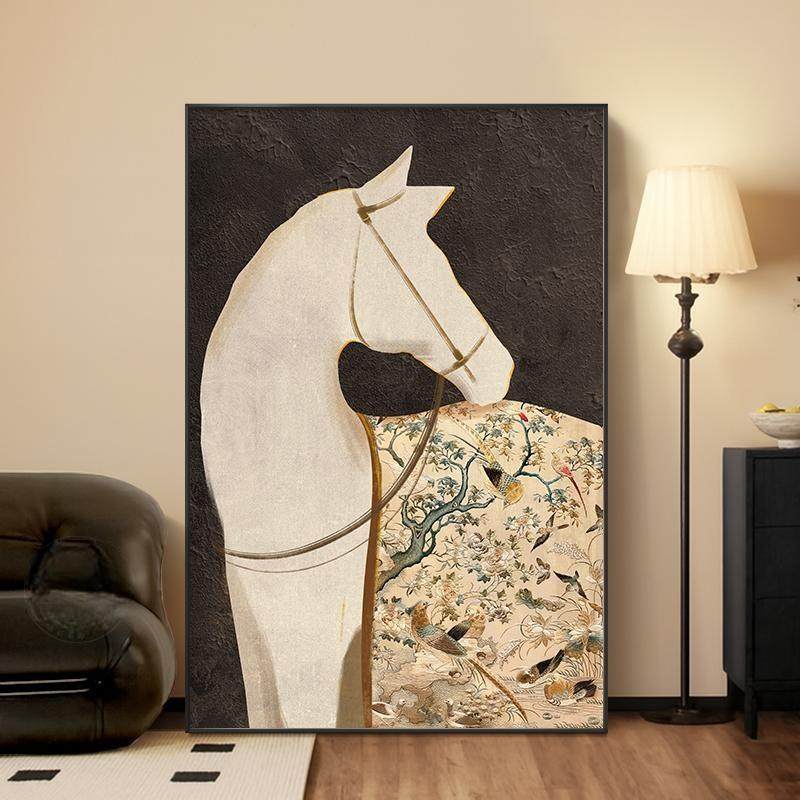 中古风客厅装饰画马到成功沙发背景画落地挂画高级感复古玄关壁画,家居饰品,现代装饰画,淘宝优惠券,粉丝福利购,淘宝优惠卷