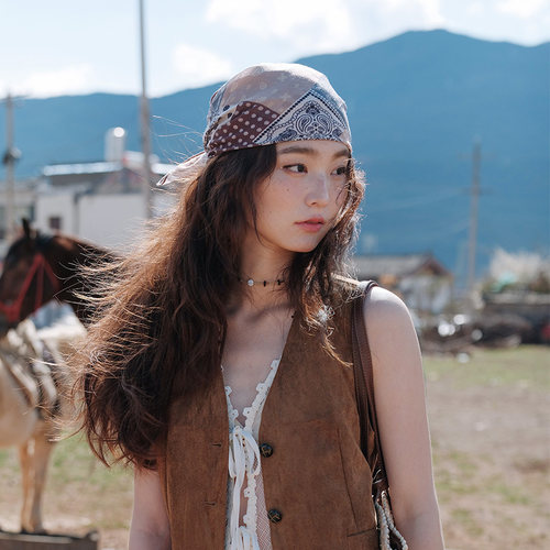 度假复古方巾女夏季百搭头巾