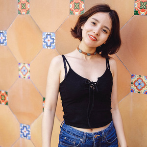 店主大爱推荐 简约绑带性感吊带针织背心 超级无敌显瘦弹力小吊带