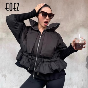 EOEZ 正品专柜 设计师  短款 针织袖 羽绒服 鹅绒服  EZY7085