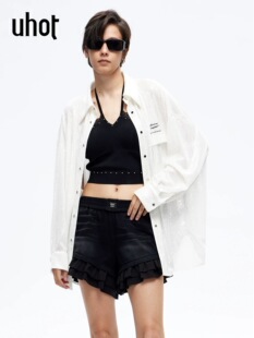 女日夜皆宜亮片穿搭 衬衫 UWLS1C219 诱货26春白色宽松H型长袖 uhot