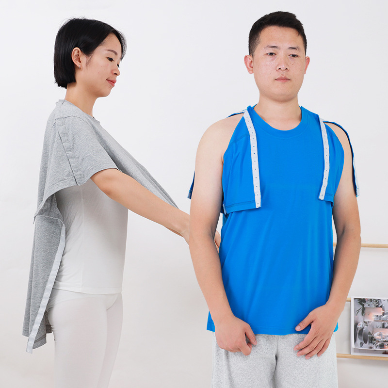 春夏男女骨折手术病人护理背心易穿脱病号服瘫痪卧床老人术后衣服