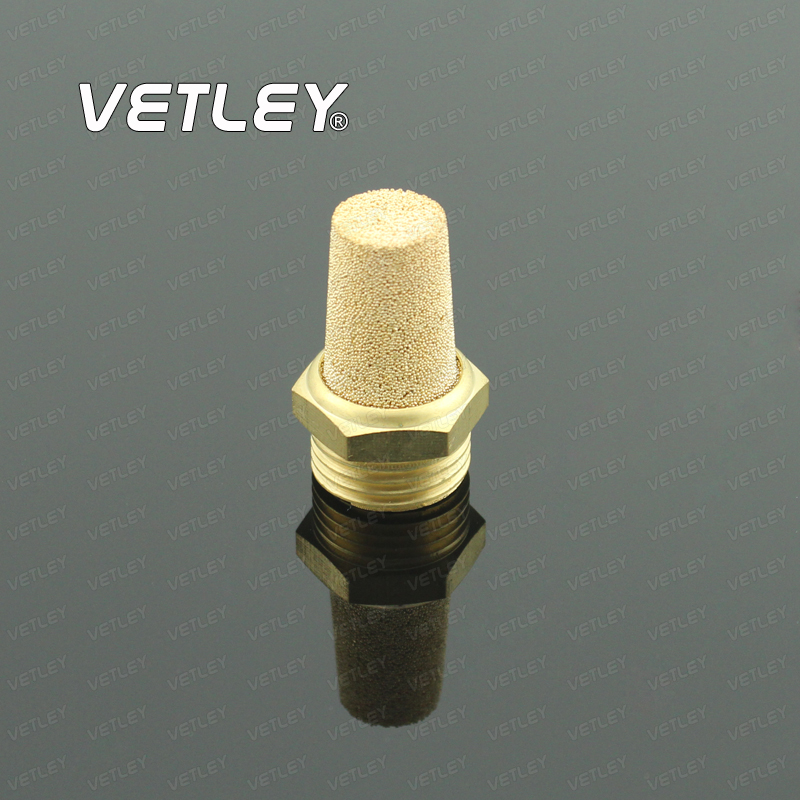全铜消声器 RC螺纹 01/02/03/04 尖头烧结铜电磁阀长消音器1/8