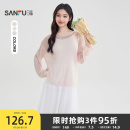 504843 三福套头毛衣女2025新款 秋季 后背镂空轻薄针织罩衫 上衣女装