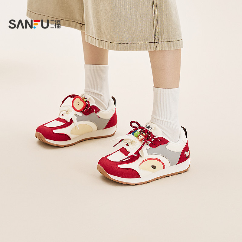 三福女板鞋春季童趣少女萌趣校园风低帮苹果扣饰女鞋850814,女鞋,休闲板鞋,淘宝优惠券,粉丝福利购,淘宝优惠卷