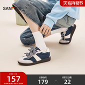 三福女板鞋 850821 女鞋 春季 春日寰游韩系校园撞色蝴蝶结德训鞋