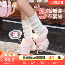 冬2025新款 三福洞洞鞋 女增高厚底防滑黑色可爱好看外穿加绒棉拖鞋