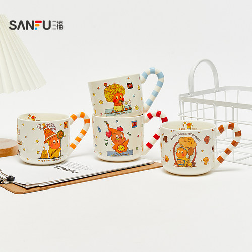 三福星星人糖果杯陶瓷杯485ML 趣味创意水杯时尚杯506794