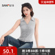 夏季 无袖 季 三福背心外穿女2026新款 褶皱开衫 简约翻领时尚 上衣女装