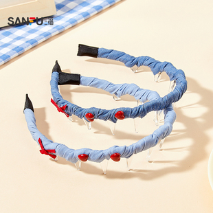 三福牛仔波边头箍单个 时尚个性甜美潮流发饰配饰发箍845681