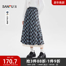 蕾丝拼接复古格子裙子女装 巨好看 509019 冬季 三福半身裙2025新款