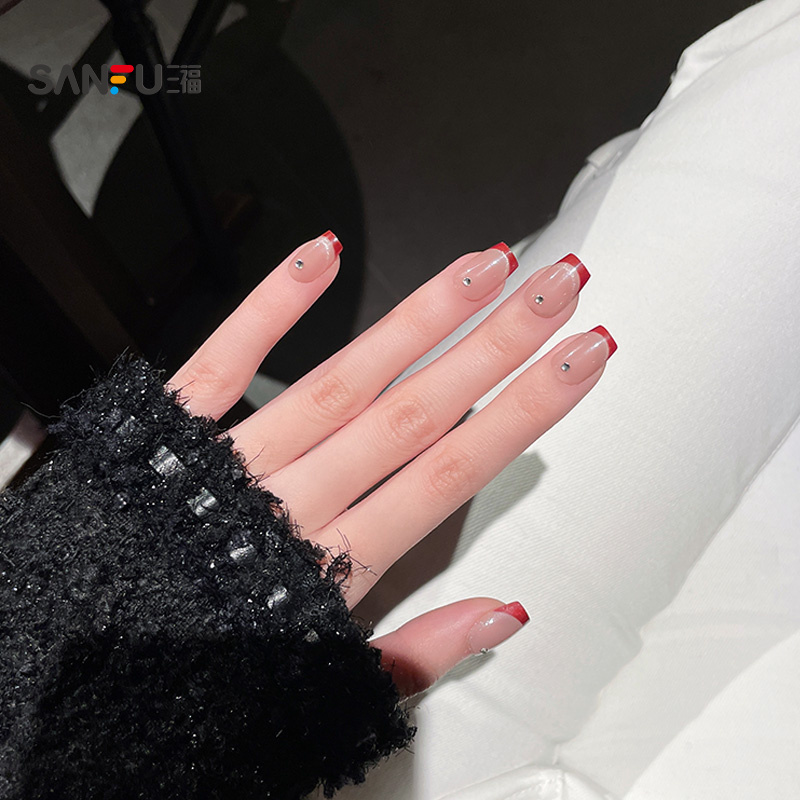 三福洛丽莲娜短梯简约手工穿戴甲美甲贴 839538