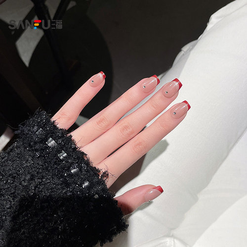 三福洛丽莲娜短梯简约手工穿戴甲美甲贴 839538