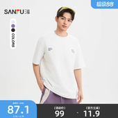 打底衫 t恤男趣味图标印花圆领宽松半袖 521039 短袖 三福2026夏季