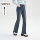 修身 冬季 显瘦磨毛微喇裤 蓝色长裤 511426 三福牛仔裤 子女装 2025新款
