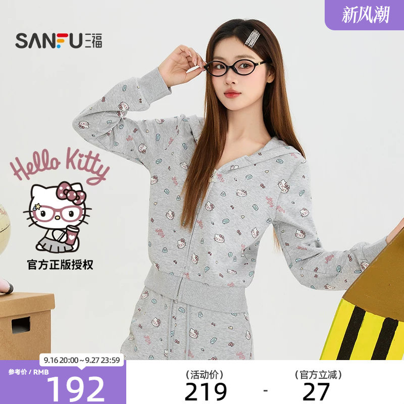 【Hello Kitty官方正版授权】三福2026秋季印花单外套女装529504