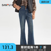 子女装 三福牛仔裤 都市磨毛内里复古蓝色喇叭裤 冬季 513039 2025新款