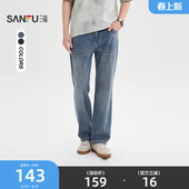 裤 男猫须洗水口袋织唛休闲直筒长裤 子521066 牛仔裤 三福2026夏季