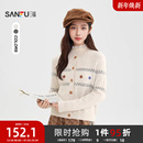 高级感小花刺绣休闲毛衣上衣女装 冬季 511318 披肩2025新款 三福开衫