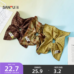 三福抹茶花边方圈发束单个 清新复古发饰配饰头饰发绳852333