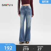 子女装 三福牛仔裤 复古洗水立体猫须低腰喇叭裤 春季 517595 2026新款