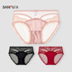 三福女中腰包臀内裤 514929 纯欲性感镂空网纱双蝴蝶结半平角裤
