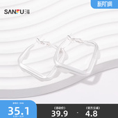 三福休闲中号圈环耳环一对 精美配饰耳饰首饰844382 气质时尚