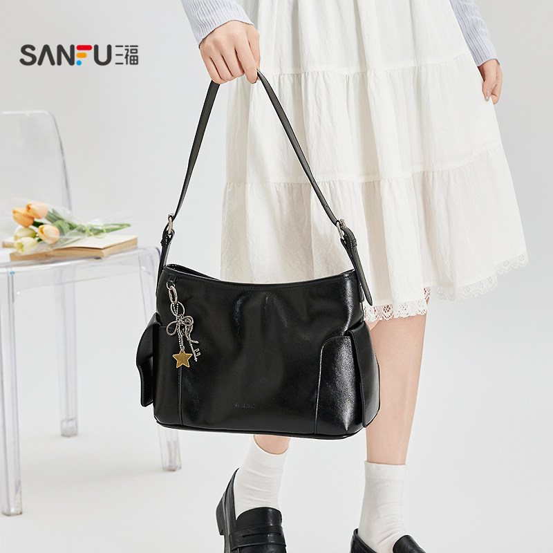 三福挎包春季中性休闲潮酷简约风hobo包质感PU时尚女包521321,箱包皮具/热销女包/男包,通用款女包,淘宝优惠券,粉丝福利购,淘宝优惠卷