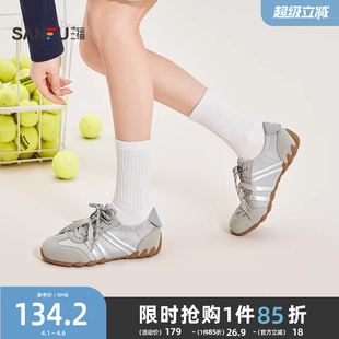口圆头低帮德训鞋 三福女板鞋 春季 复古系带松紧鞋 854211 女鞋