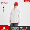 三福2025冬季 分割结构肌理感卫衣休闲连帽半拉链上衣511603 男士