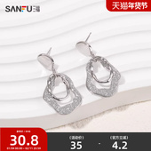 易搭配装 三福复古贴砂耳钉一对 气质时尚 饰耳环耳饰首饰833115