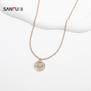 三福休闲质感咖啡金短项链单条 优雅首饰配饰链条850904 时尚