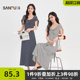 方领吊带长裙披肩两件套女装 韩系修身 夏季 三福条纹连衣裙2026新款