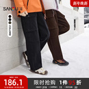 三福2025冬季男士挂饰设计分割结构休闲裤宽松直筒长裤裤子511726