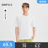 打底衫 三福2026夏季 半袖 t恤男异位字母休闲宽松插肩袖 521025 短袖