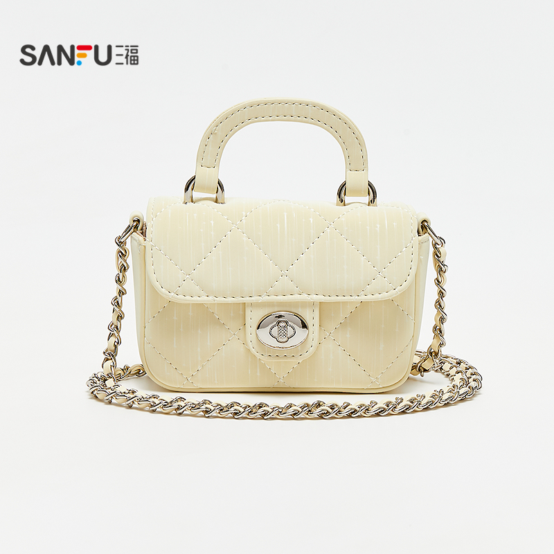 三福手提包秋季洛可可千金简约纯色迷你包半定型女包504344