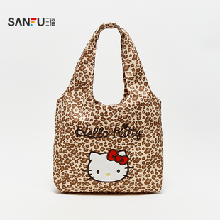 三福包包hellokitty波点豹纹帆布袋三丽鸥手提袋可爱包包女841500