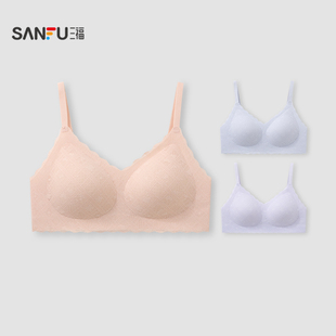 三福薄杯无钢圈聚拢文胸 无感亲肤蕾丝舒适透气内衣女513308