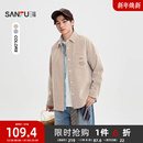 宽松翻领落肩上衣510825 织唛点缀条纹长衬衫 三福2025冬季 男士